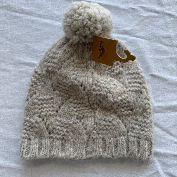 NEW Faherty Marbled Cable Beanie Driftwood One Size Wool Alpaca w/tags - Picture 2 of 7
